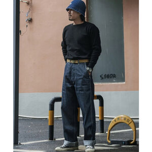 US Ship Non Stock Waffle Thermal Shirt 400g 100% Cotton Crew Neck Men's S